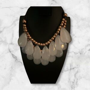 Joan Rivers collected pink Teardrop Necklace with copper tone beads. Adjustable